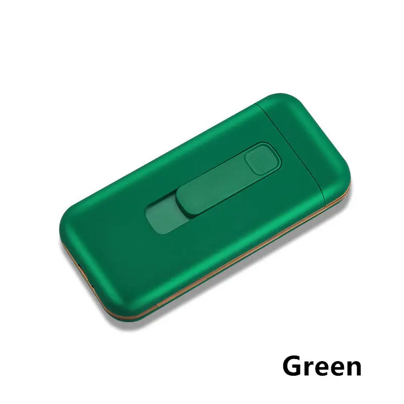 20 шт Емкость чехол для сигарет коробка с электронная USB Зажигалка для тонкая сигарета водонепроницаемый держатель для сигарет заряжаемая зажигалка - Цвет: Green