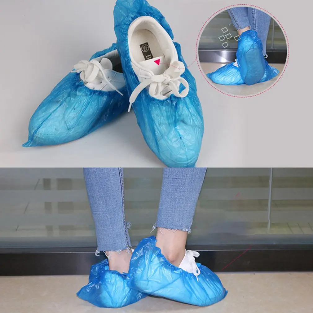 100pcs Disposable Plastic Shoe Covers Waterproof Boot Covers Hospitality Lab Cleaning Tool Cycling Prevent Wet Shoes