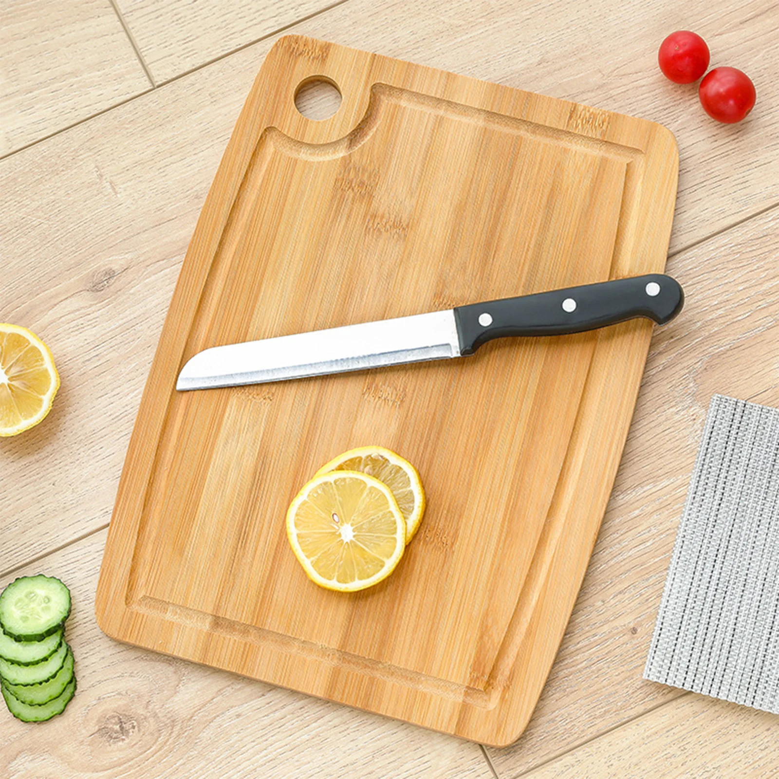 

2020 Chopping Block Healthy and Environmentally Friendly Bamboo Cutting Board with Hanging Hole for Meat Cheese Fruit Vegetables