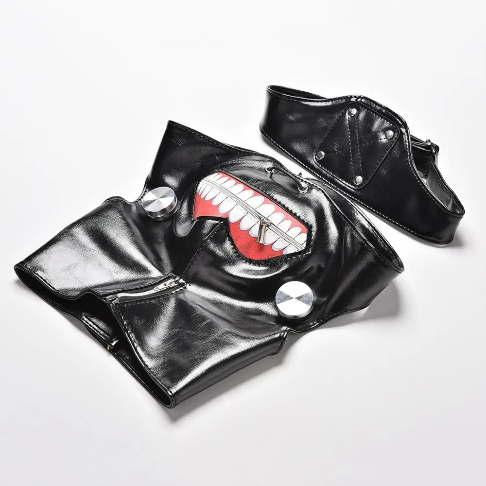 

Hot Cosplay Masks Tokyo Ghoul Kaneki Ken Adjustable Zipper Faux Leather Mask Halloween Supplies Hot sale