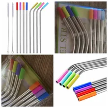 8 шт. соломинка для напитков из нержавеющей стали металлическая соломинка для напитков и 2 шт. набор кистей для очистки