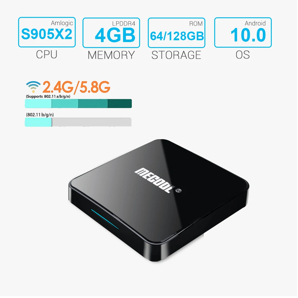 ТВ приставка MECOOL KM3 Android 10 0 4 Гб DDR4 64 ПЗУ голосовое управление Смарт Amlogic S905X2 2 4G 5G Wi Fi