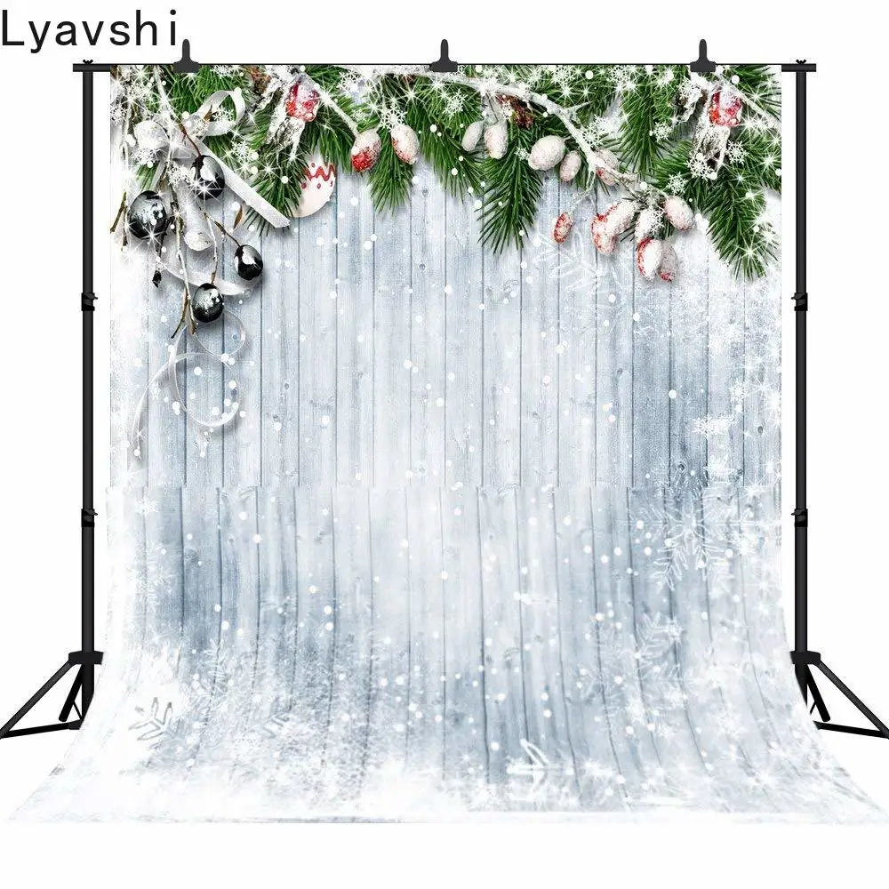 Виниловый фон для фотосъемки Lyavshi с рождественскими украшениями и снегом