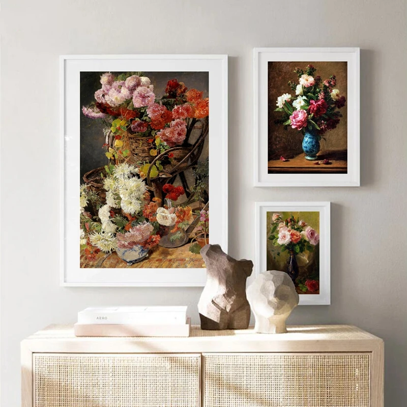 Vintage Dipinti Ad Olio Fiori Frutta Su Tela Poster e Stampe Retrò Galleria di Arte Della Parete della Tela di canapa di Pittura A Casa Room Decor - immagine 3