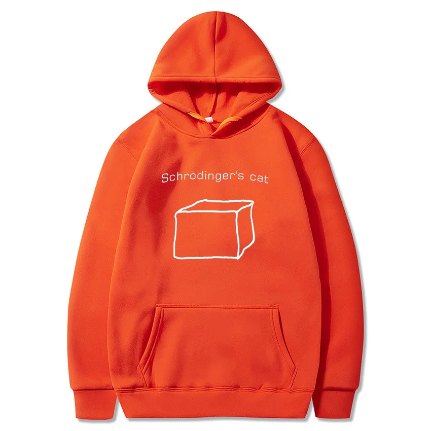 Schrёdinger cat print hoodie мужской осенний и зимний пуловер с длинными рукавами с монстрами юмором математикой умник количественная Физика Наука - Цвет: Оранжевый