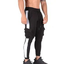 Красивые хлопковые брюки в стиле хип-хоп, однотонные, повседневные мужские штаны, популярные, мужские, мульти-карманные, облегающие, эластичные, с завязками на талии, штаны для бега