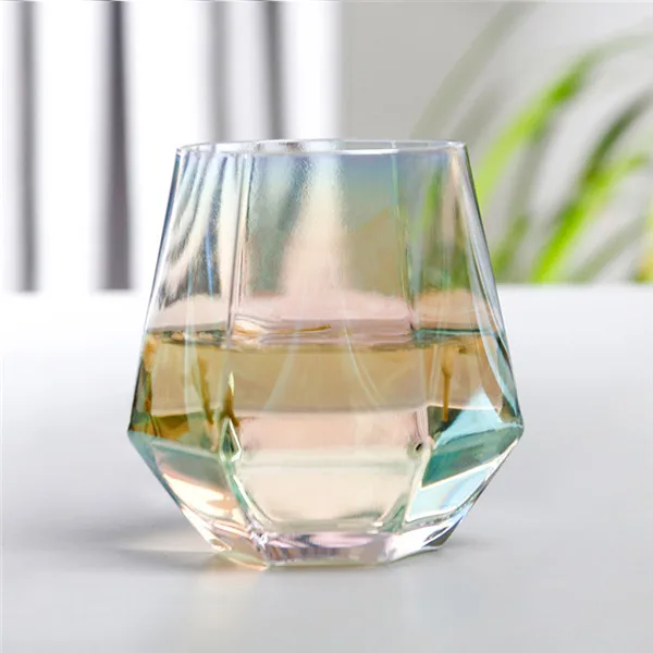 Creative Geometry Glass Cup Golden Rim Crystal Transparent Masonry Coffee Mug Wine cocktail Milk Tea Cup Drinkware Couple Gifts - Цвет: Style 4