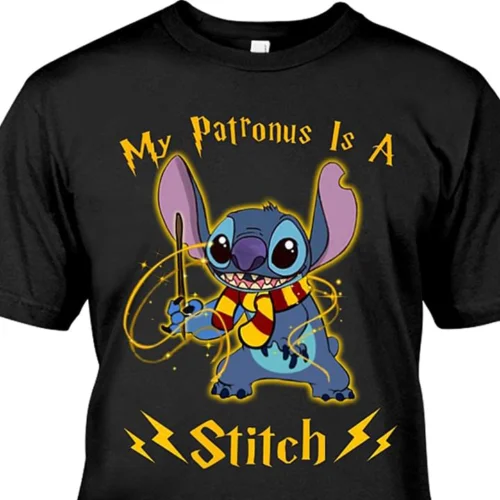 desierto Por separado daño Stitch and Lilo Shirt My Patronus is a Stich TShirt Black Cotton Men  Cartoon t shirt men Unisex New Fashion tshirt|Camisetas| - AliExpress