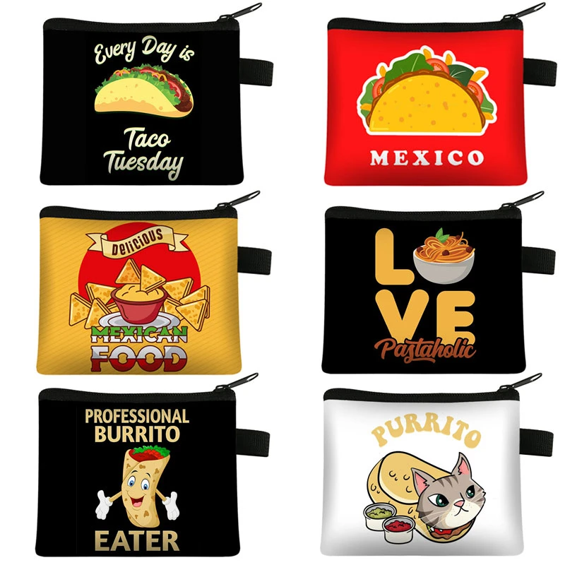 Monedero con estampado de Taco de México para mujer, Mini de mano Kawaii, informal, para guardar - AliExpress
