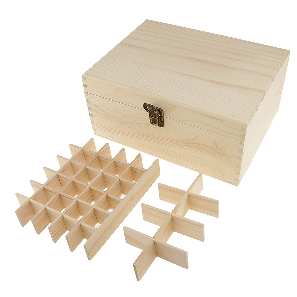 Wood Storage Case Essential Oil Case Carrying Organizer 38 Slots Container Holds for 2ml/3ml/5ml/10ml/15ml/50ml/100ml Bottles