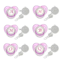 Infant Pacifier with Alphabet Letters And Clip, Luxurious, Purple with 26 Names, Exclusive, Silicone, for Babies Gift