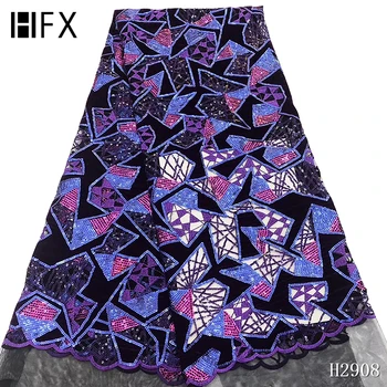 

Fashion African Lace Fabrics with Sequins High Quality Nigerian Velvet Lace Fabric Bridal Material Sequins Lace Fabrics F2908