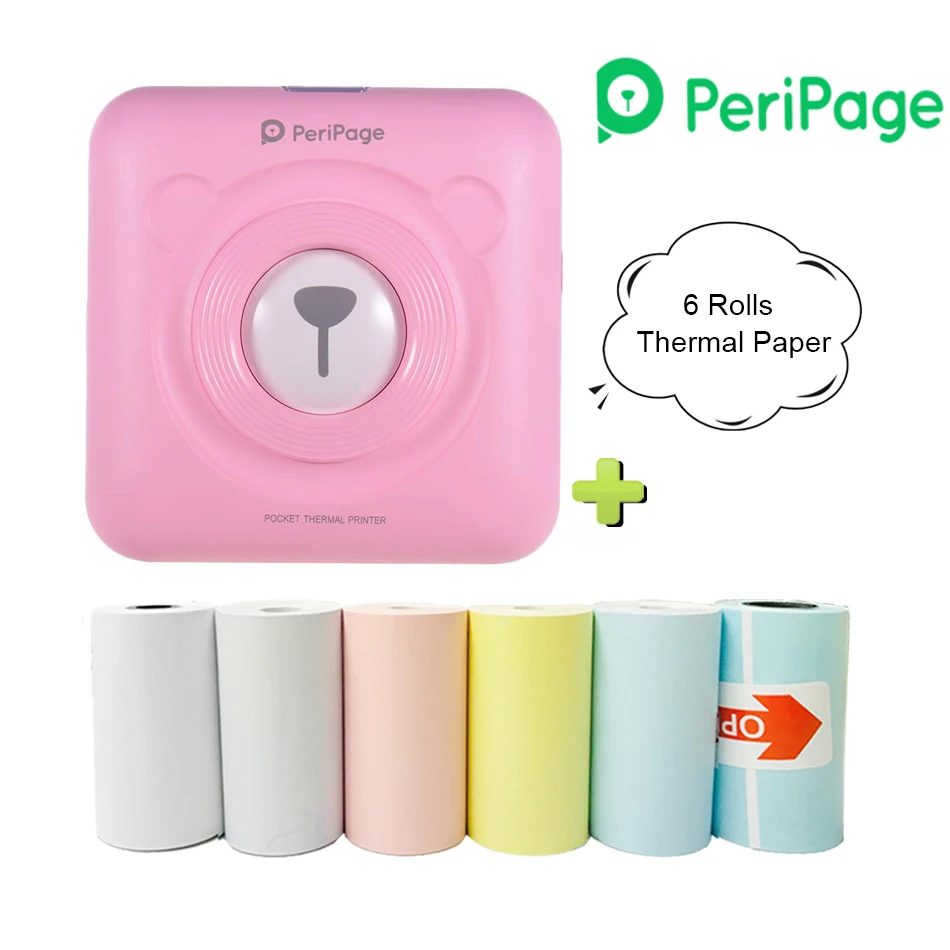 Портативный термопринтер PeriPage Mini Карманный фотопринтер 58 мм беспроводная печать