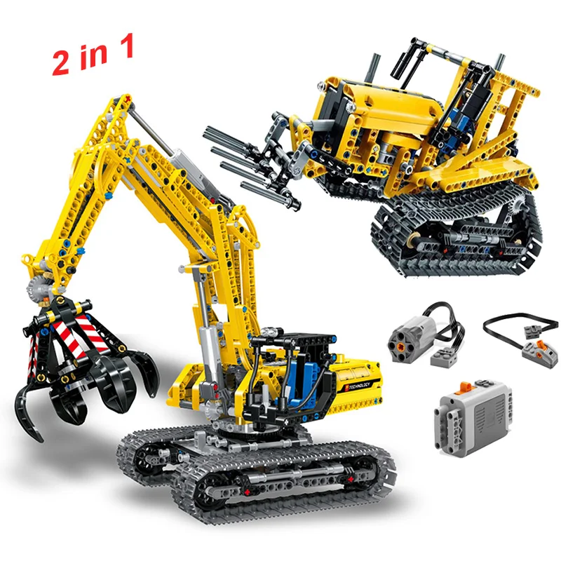 

RC Excavator Electric Track Car 2 in 1 Building Blocks 720PCS Technical Engineering Excavator Bricks Toys For Children