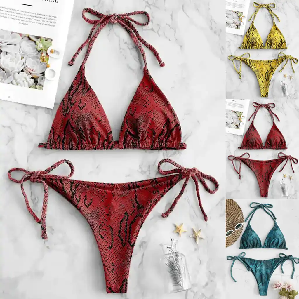 snakeskin high waisted bikini