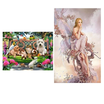 

NEW-30 x 40cm DIY 5D Animal Diamond Painting Cat Dog Rabbit Pattern & 5D Fairy Butterfly