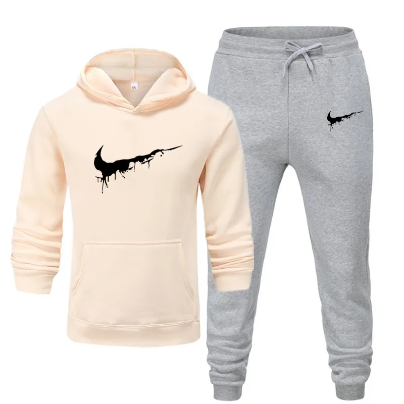 MensSportswear хлопок HoodiesSweatpants костюм для бега спортивная одежда Белый Многоцветный печать удобная модная одежда большого размера