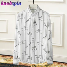 Рубашка в полоску с буквенным принтом для мужчин; Новинка осени года; Облегающая рубашка для мужчин; Повседневная рубашка с длинными рукавами; Camisa social masculina; рубашки в уличном стиле