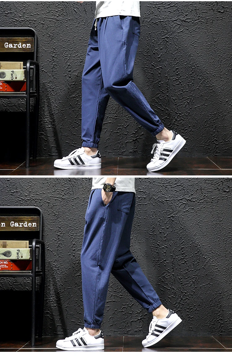 Хлопок 2019 летние мужские брюки мужские в китайском стиле однотонное штаны для бега карго мужские спортивные брюки уличная дамские