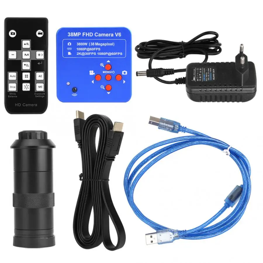 38MP HDMI USB промышленный видео микроскоп камера с 100X объективом набор ЕС вилка 110-240 В для наблюдения