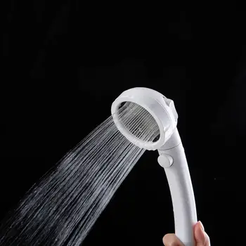 

ABS Pressurized Shower Head Water Saving Press Button Bathroom Booster Handheld Pressure Showerhead Nozzle 3 Spary Setting