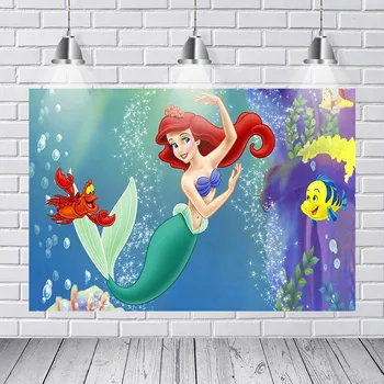

Vinyl Little Ariel Mermaid Princess Under Sea Fish Palace Bubbles Custom Backdrops Children Backgrounds for Photo Studio