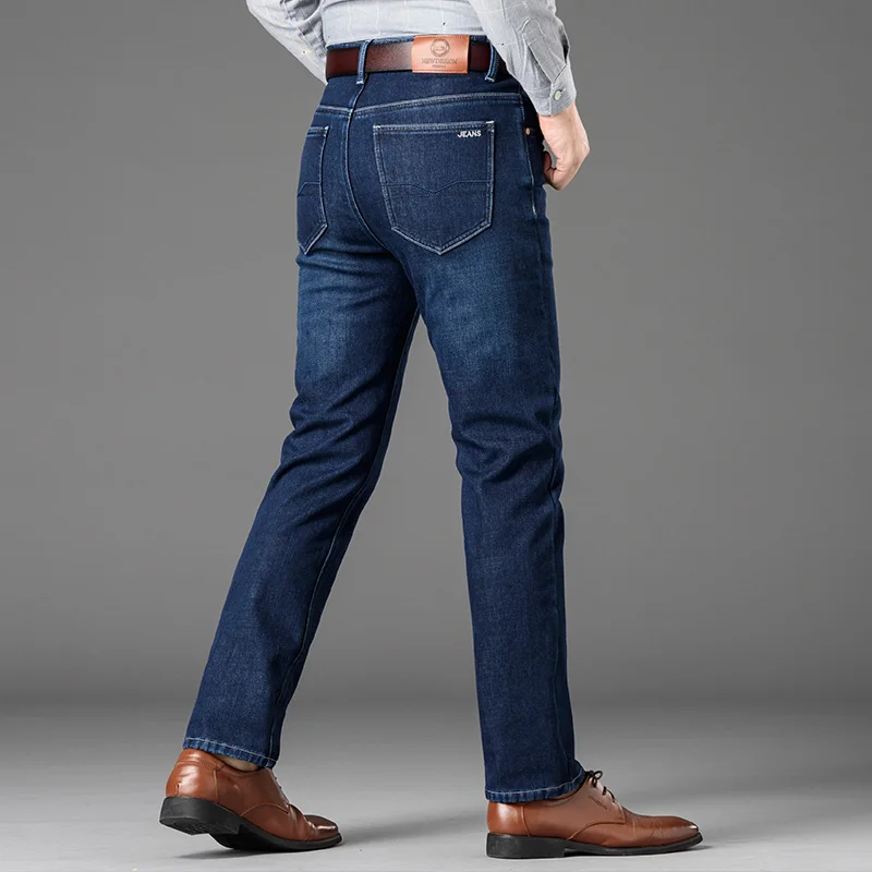 Seller 2019 New High Quality Jeans Men Big Size Casual Male Clothes Plus cashmere Bouncy Classical Straight Leisure and entertainment