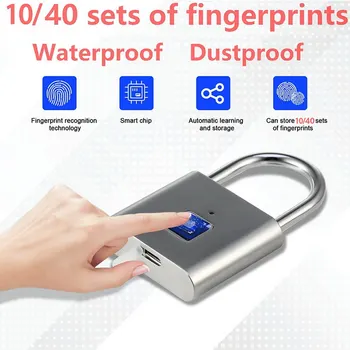 

NEW Fingerprint Lock Smart Padlock Thumbprint Door Padlocks Portable -Theft Fingerprint Lock for Bag Drawer Suitcase