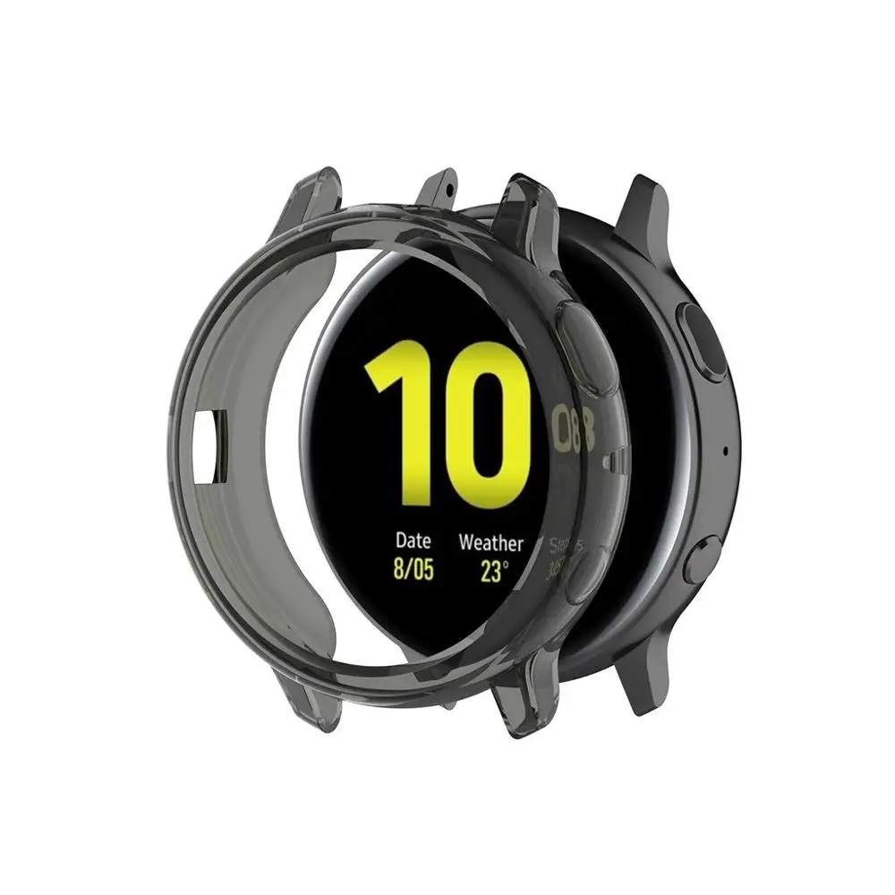 Экран протектор чехол для samsung galaxy watch active 2 ультра-тонкий мягкий силиконовый чехол для полной защиты чехол для galaxy Активный 40/44 мм - Цвет: black