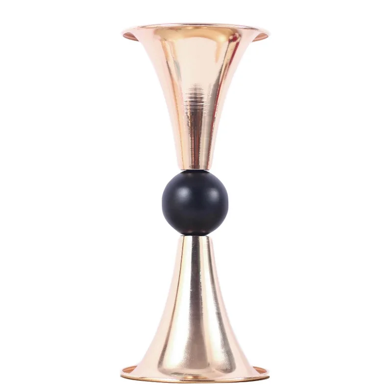 

Gold Candle Holders 25cm Metal Candlestick Flower Vase Table Centerpiece Event Flower Rack Road Lead Wedding Decoration