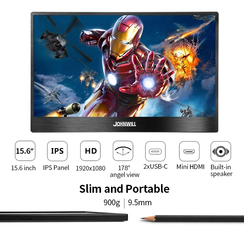 Портативный монитор 15,6 ''4K lcd hd HDMI usb type C Дисплей для ПК ноутбука телефона PS4-switch-XBOX 1080p игровой монитор ips экран