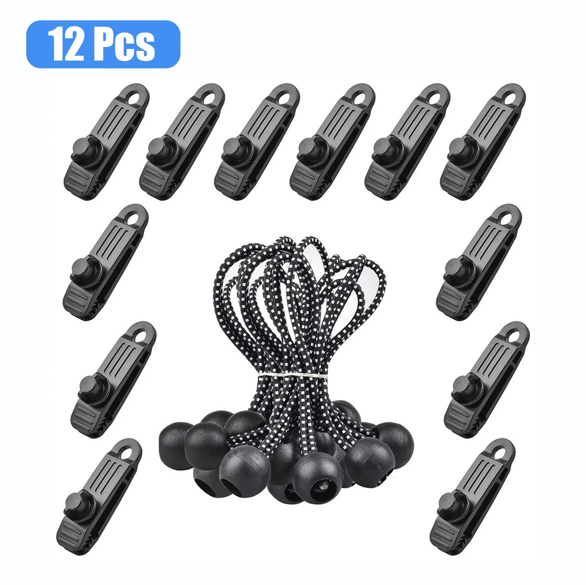 12 PCS Tent Clip 20PCS Rope Lock Grip Tarp Clamps Awning Cord Clip
