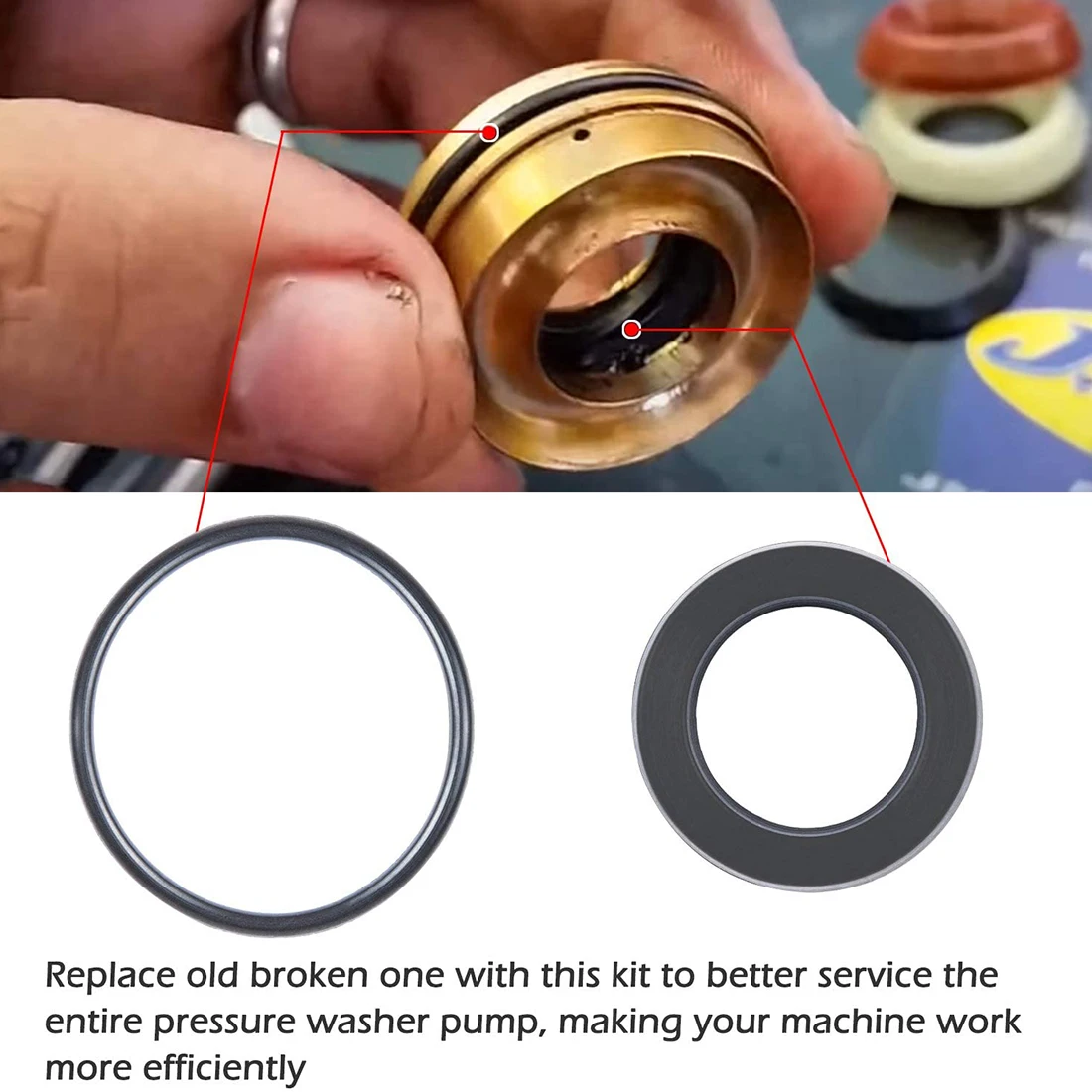 ESUYA Packing Kit Water Seal Repair Kit 5019006400 Suitable for ZWD ZWDK Series 15MM Pressure Washer Pump 15 Pcs