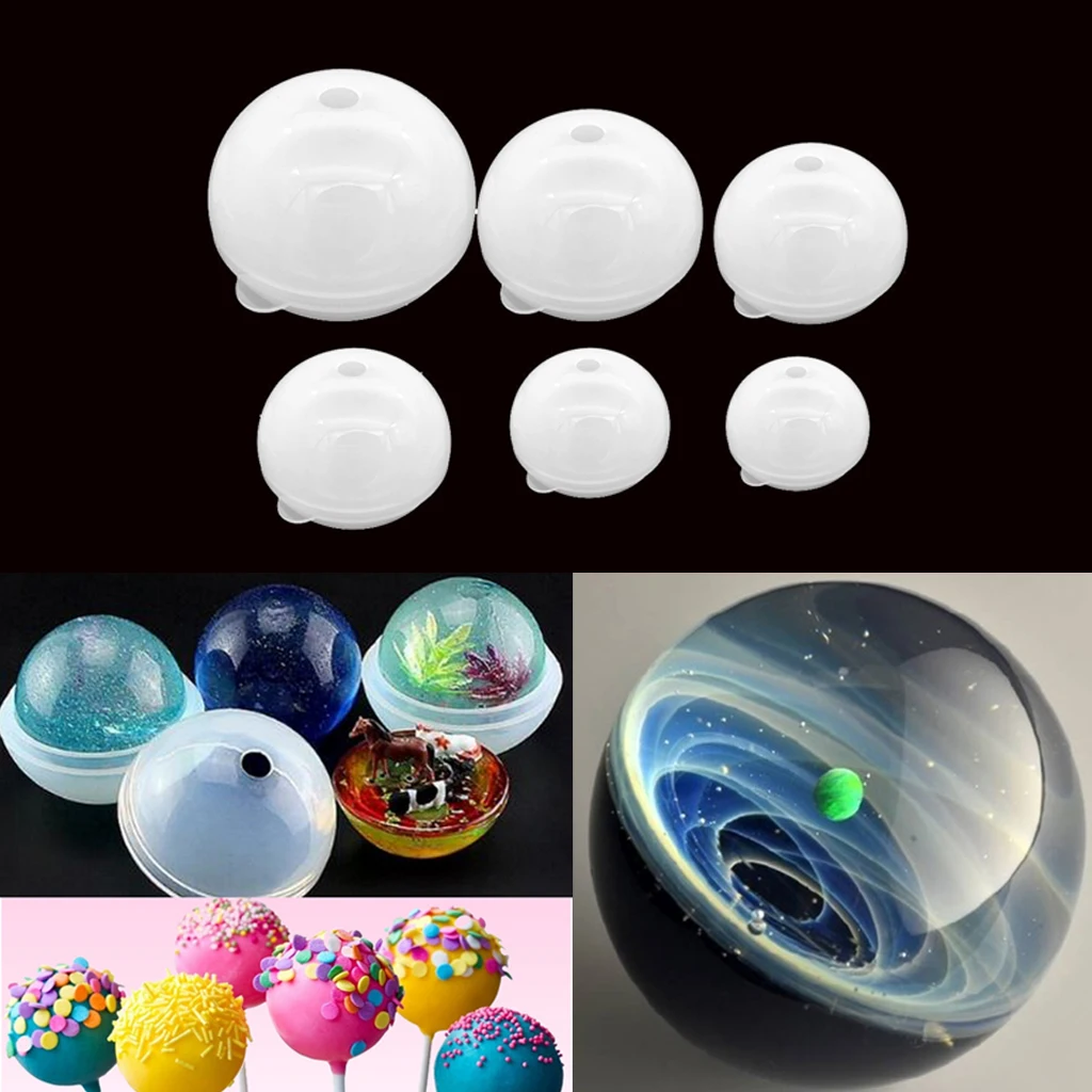 6 Size Silicone Ball Mold Round Sphere Mould DIY Resin Craft Ornament Tool for Epoxy Resin Casting 30/40/50/60/70/80mm