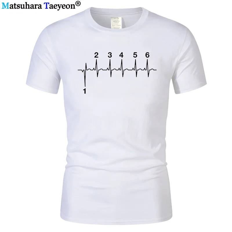 Motorcycle Gear Heartbeat T-Shirt Men's Father's Day Present Funny Birthday Gift for Daddy Father Husband Men T Shirt Cotton | Мужская