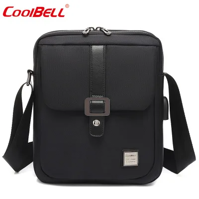 COOLBELL сумка 10 дюймов USB Сумка для планшета многофункциональная мужская повседневная сумка на плечо портативная Водонепроницаемая Диагональная Сумка через плечо - Цвет: BLACK