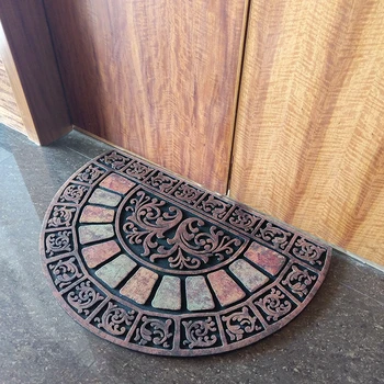 

1 Piece European style entrance hall rubber floor mat, semi-circular door, anti-skid mat, retro door mat, outdoor