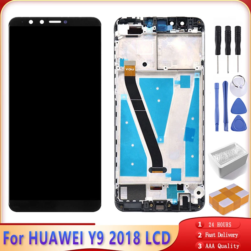 5 93 &quotAAA +++ ЖК экран для Huawei Y9 2018 FLA LX1 LX2 LX3 L22 AL00 дисплей сенсорный дигитайзер с