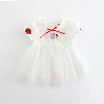 

Childrenswear New Style Summer Girls Gauze Embroided Dress 81227 Baby Princess Strawberry Skirt