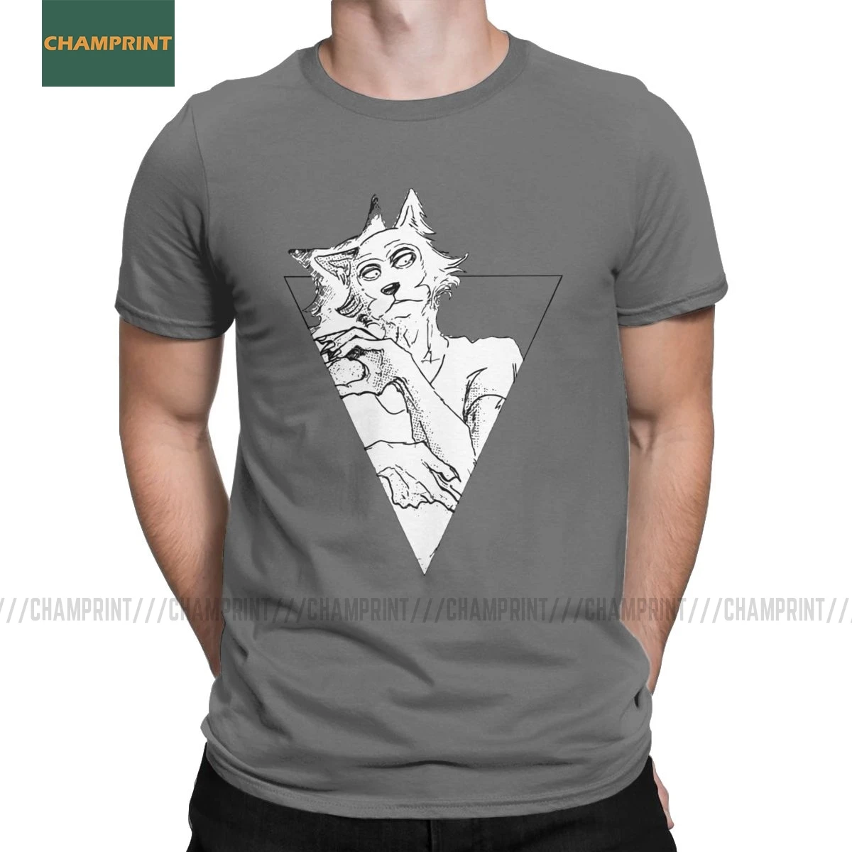 Мужская футболка Beastars Anime triangle с изображением животных, волков, пушистых манг, хлопковая одежда, новинка, футболка с коротким рукавом, футболка размера плюс
