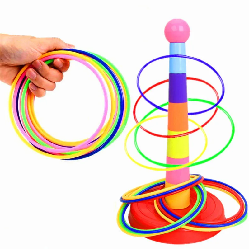 Kids Stacking Layers & Throwing Rings Circle Game Children Outdoor Ferrule Fun Toys Set Parent-Child Family Hoop Ring Toss Party