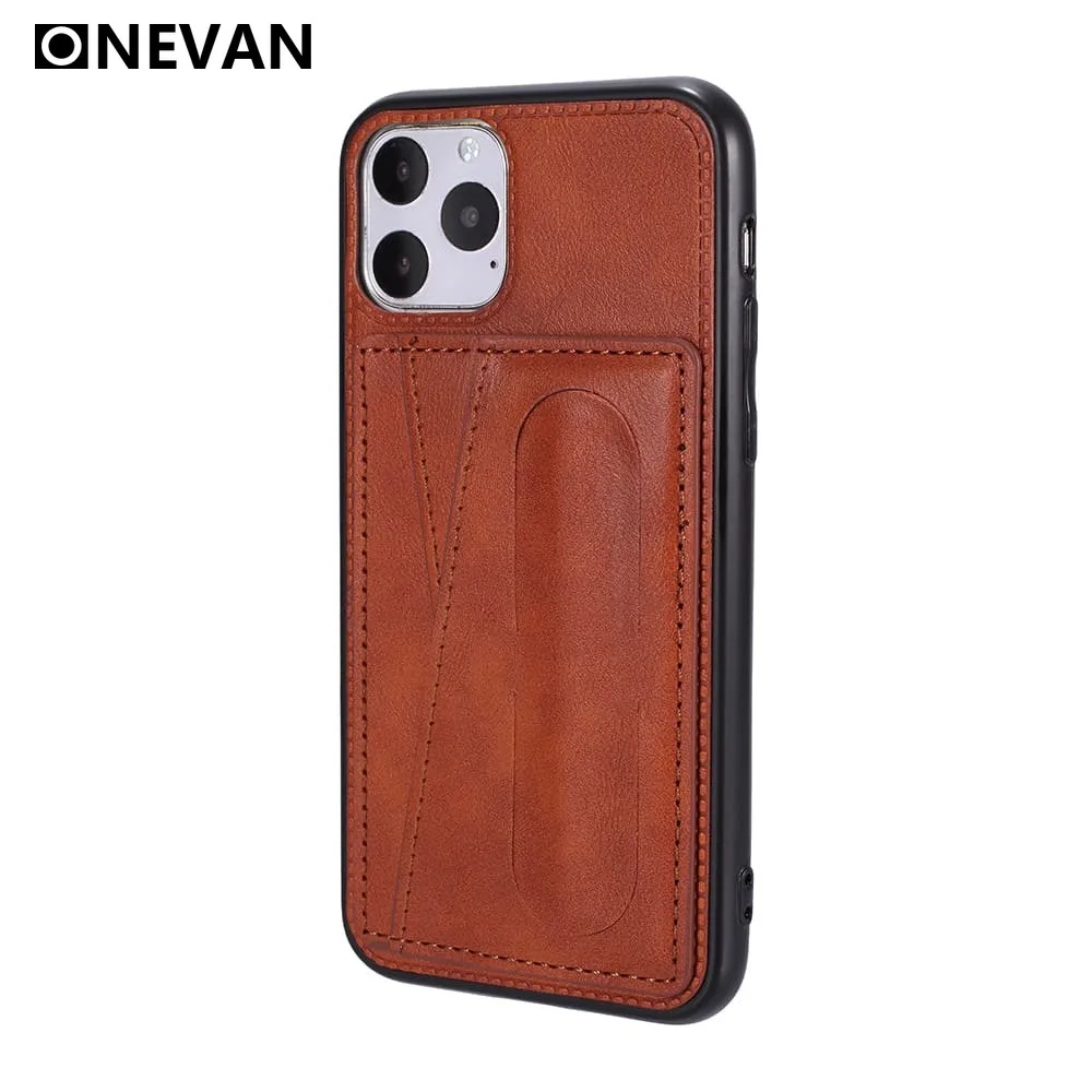 

Leather Card Holder Slot Case For iPhone 6 6s Plus 7 8 X XS MAX XR 11 Pro Luxury Pocket Men Magnet Wallet Brown Protect Cover