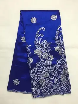 

Royal Blue George Lace Fabric With Sequins High Quality African George Fabric George Wrapper for Dress 5 yards/lot FB1010
