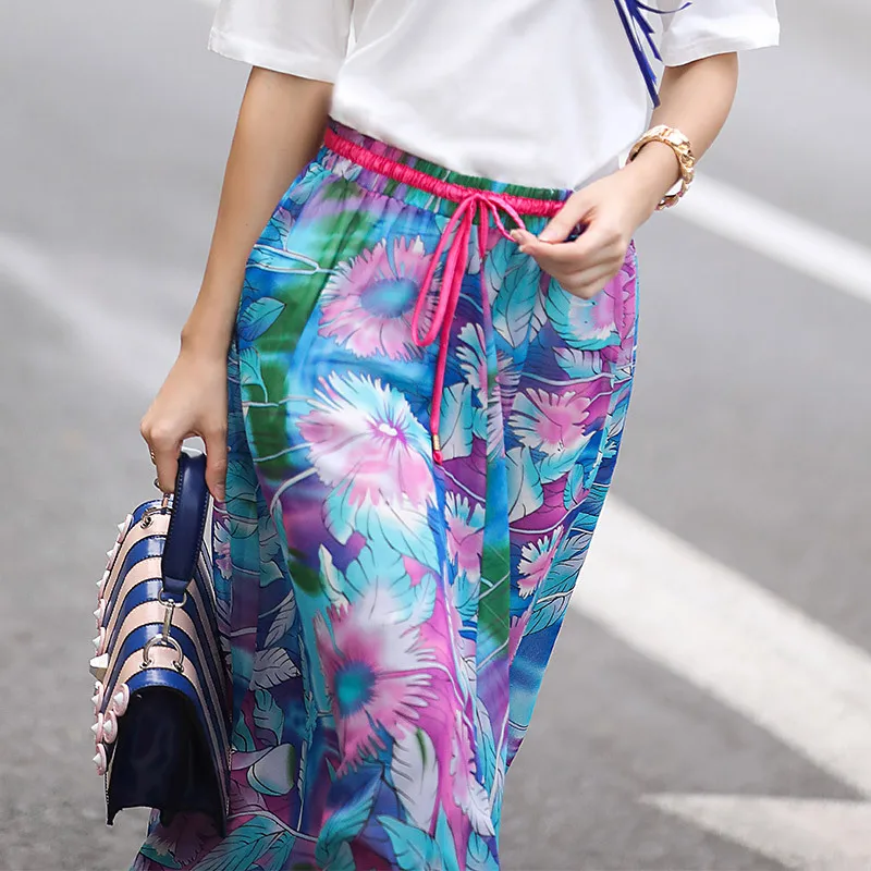 Женская Праздничная юбка в европейском стиле размера плюс, пляжная юбка с цветочным принтом