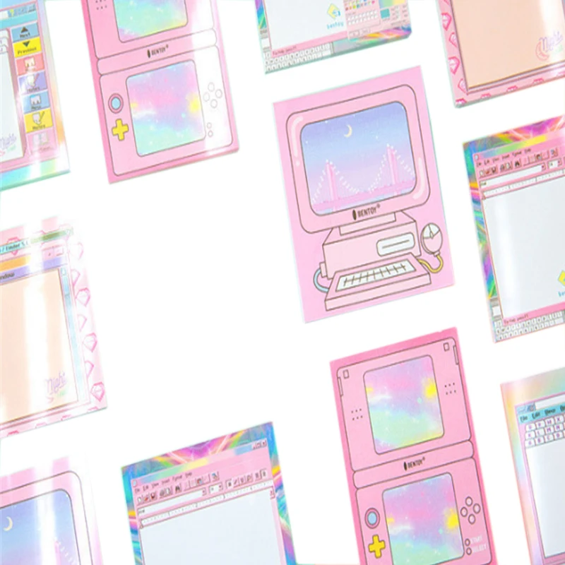 1pack/lot Pink Memo Pad Computer Shaped Note Book Message Writting Label Stickers Stationery Family School Office Supplies |
