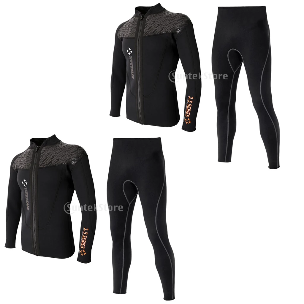 

4 Pcs 3mm Mens Wetsuit Jacket Simier Pants Set For Winter Swimming Diving