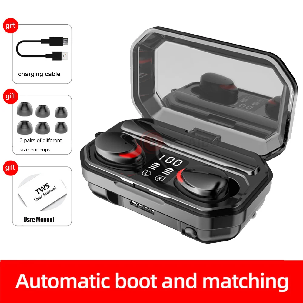 TWS Headphones Wireless Bluetooth 5 1 Earphones With Flashlight Touch Contro Sports Music Headsets Runing Auriculares For Phone