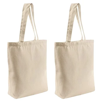 

2 Pcs Reusable Blank Canvas Tote Bags,for Grocery Bags,Book Bags,Shopping Bags,Craft DIY Drawing,Gift Bags, Etc.