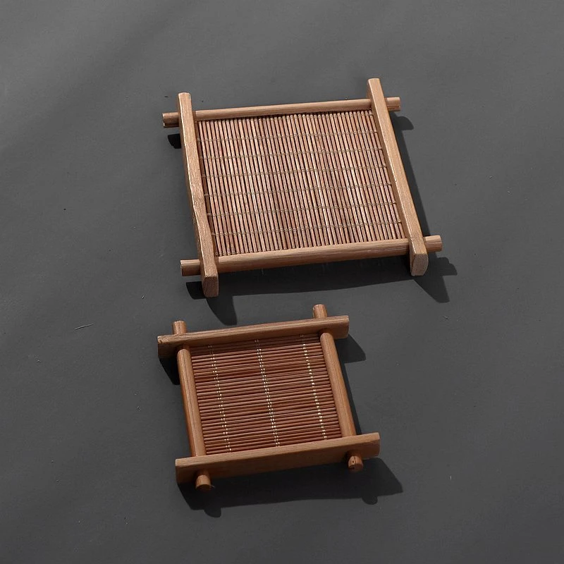 Heat Insulation Saucer Bamboo Tea Coffee Cup Mat Trays Coaster Kitchen Accessories Placemat Cup Holder Dish Pot Pad Square Decor tea cup mat