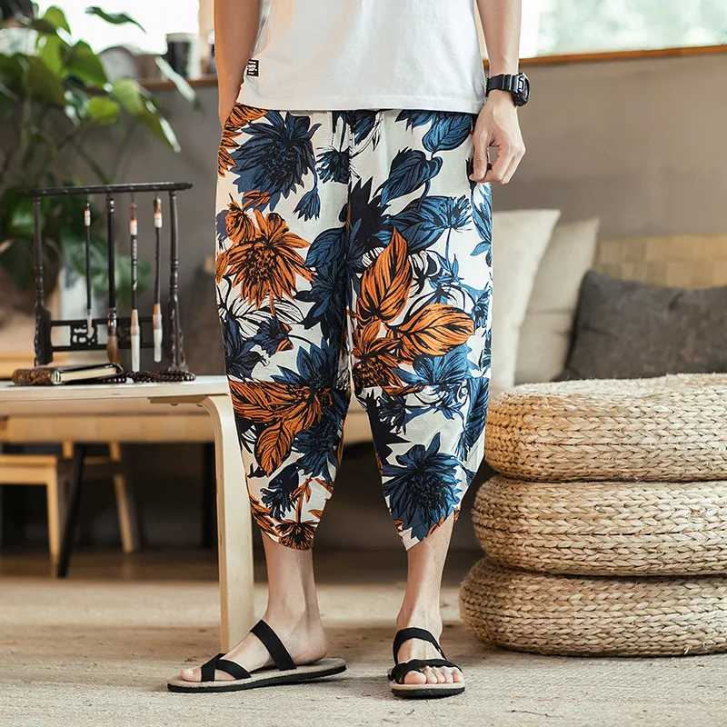 

Men Chinese-style Large Size Loose Retro Casual Pants Thailand Plus-sized Wide-Leg Versatile Harem Pants